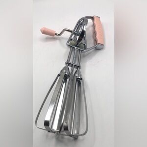 Vintage 1960’s Maynard Stainless Steel Hand Mixer with Pink Handle